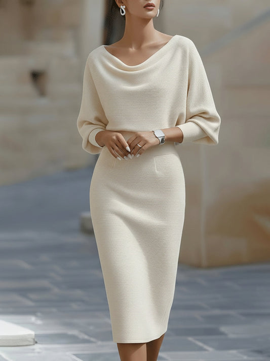 Alice | Abito Midi Drappeggiato Bianco