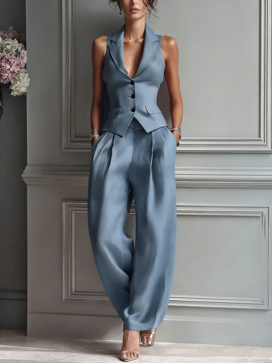 Luisa | Completo Due Pezzi Abbottonato con Scollo a V