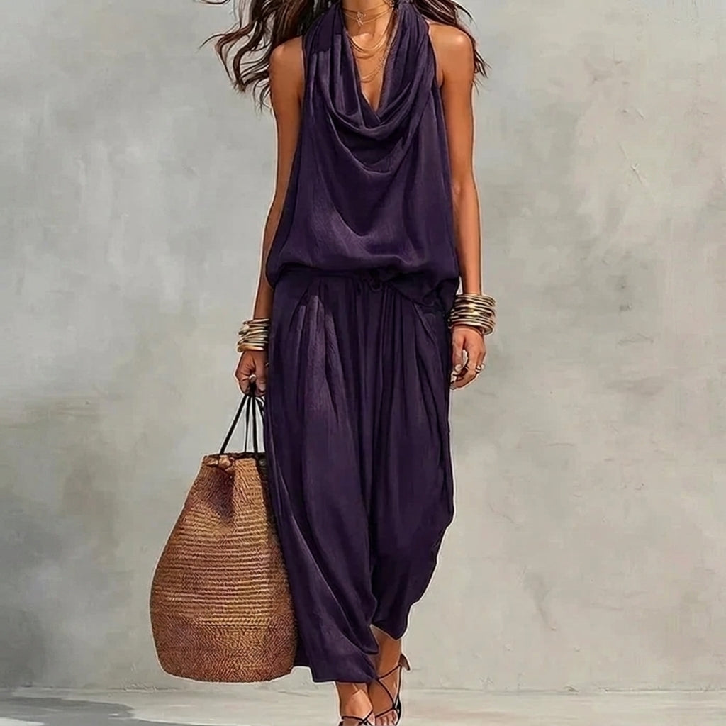 Ambra | Completo Fluido con Top all’Americana Drappeggiato e Pantaloni