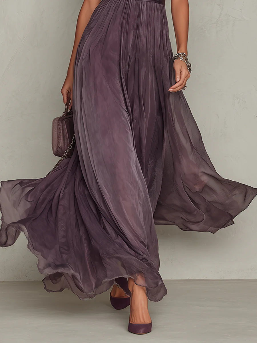 Miriam | Abito Lungo in Chiffon e Pizzo