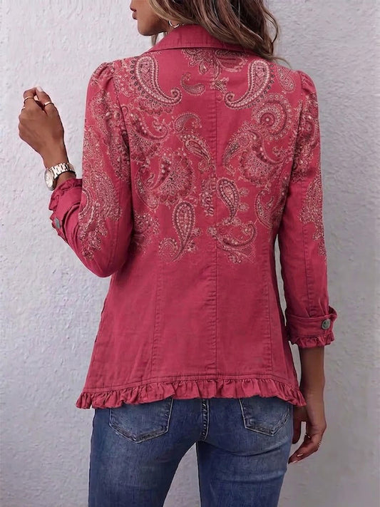 Isotta | Giacca Paisley Vintage Rosa Antico con Balze