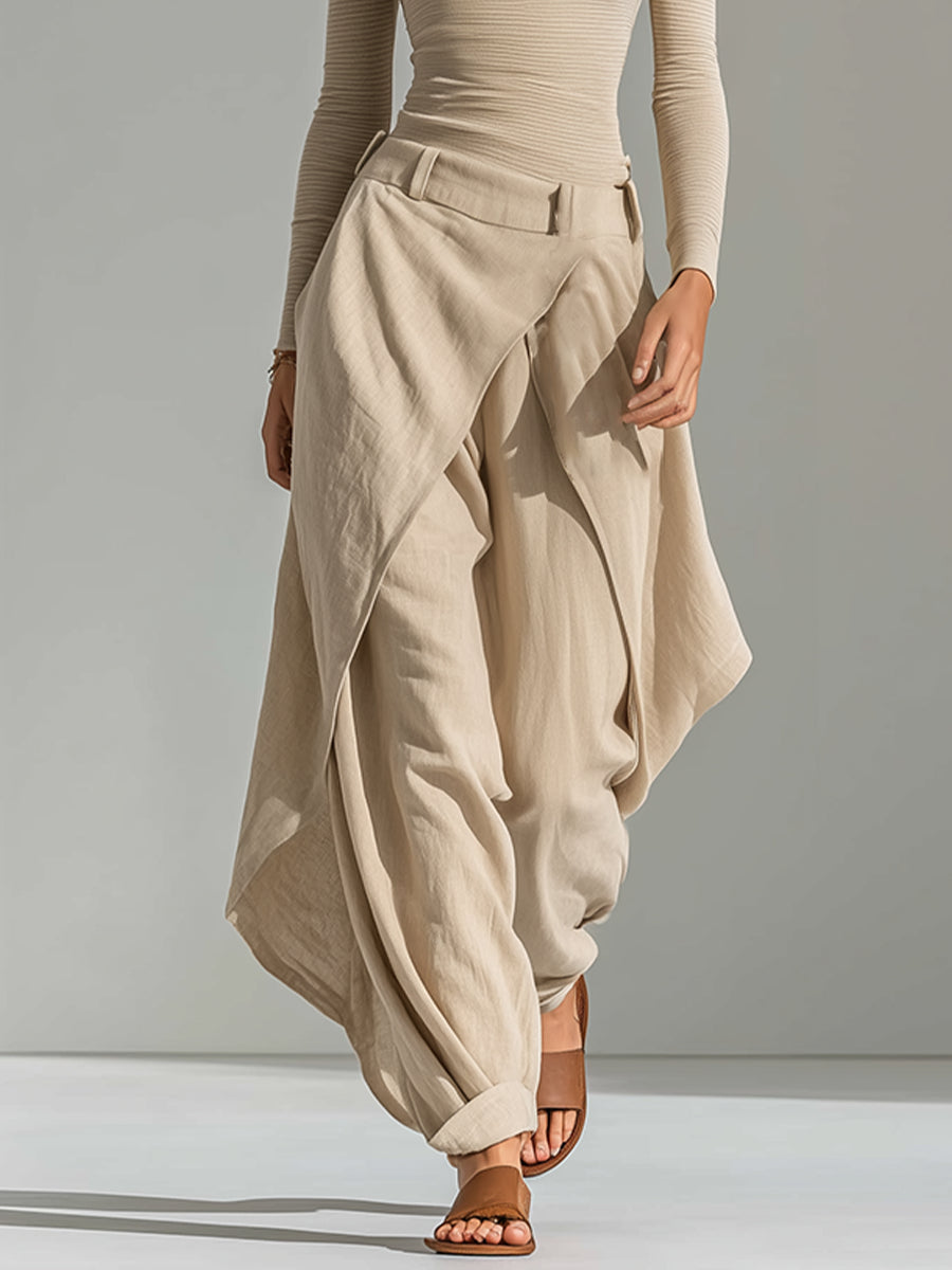 Rosalba | Completo con Top Beige a Barchetta e Pantalone Ampio