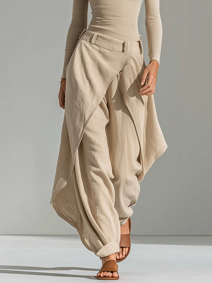 Rosalba | Completo con Top Beige a Barchetta e Pantalone Ampio
