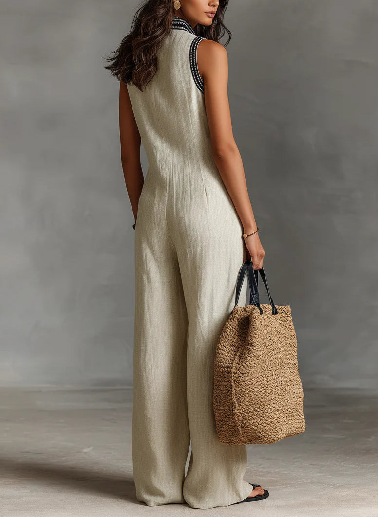 Rossana | Tuta Smanicata Minimal con Collo Alto e Zip