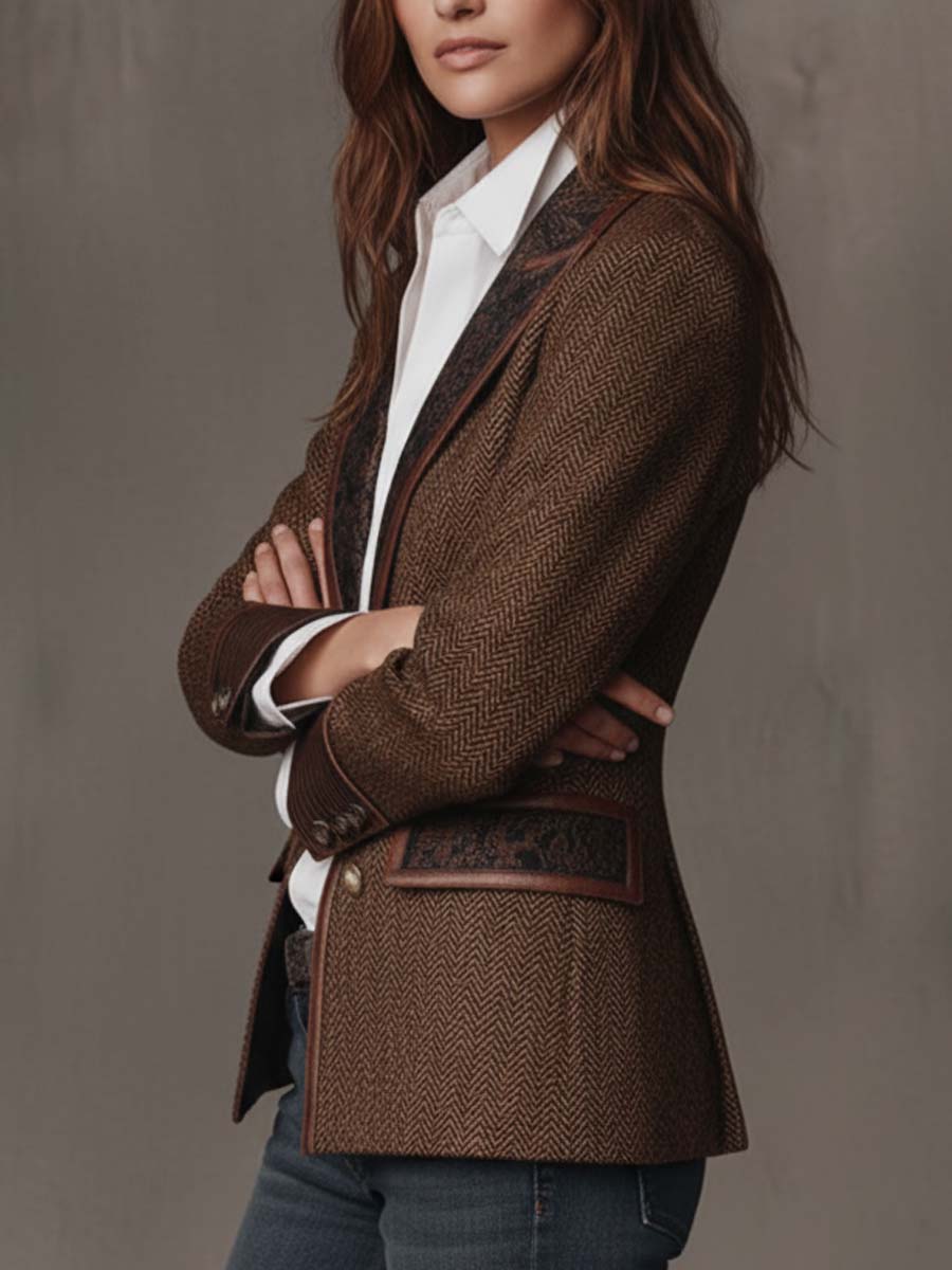 Gisella | Blazer con Inserti Stampa Chevron