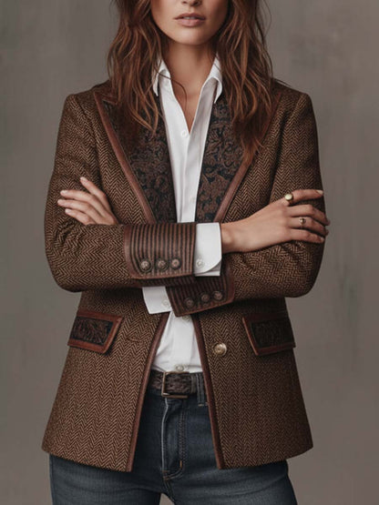 Gisella | Blazer con Inserti Stampa Chevron