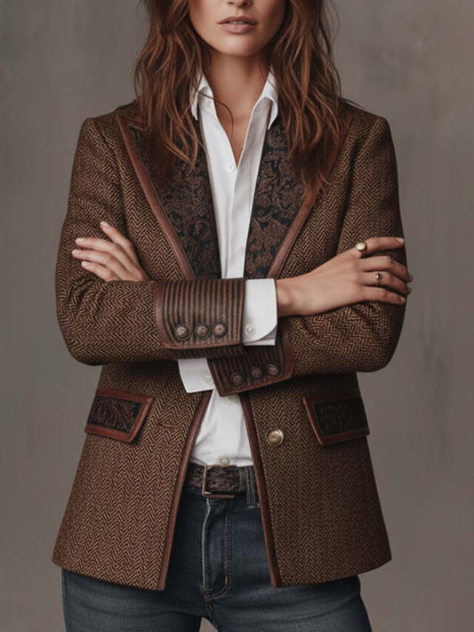 Gisella | Blazer con Inserti Stampa Chevron