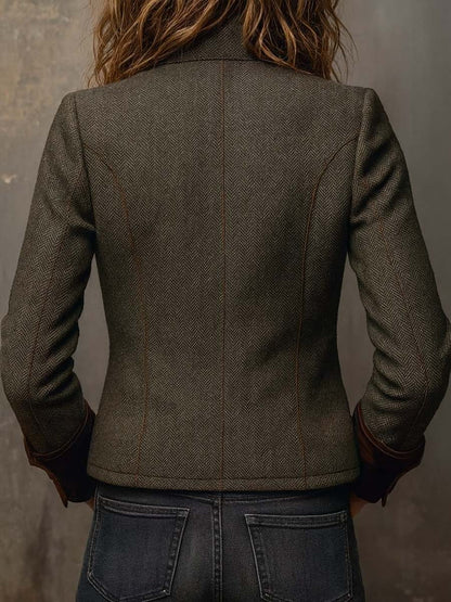 Onorina | Blazer Vintage Chevron con Profili a Contrasto