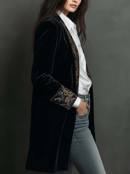 Leontina | Blazer Sciancrato Stampa Barocca Nero