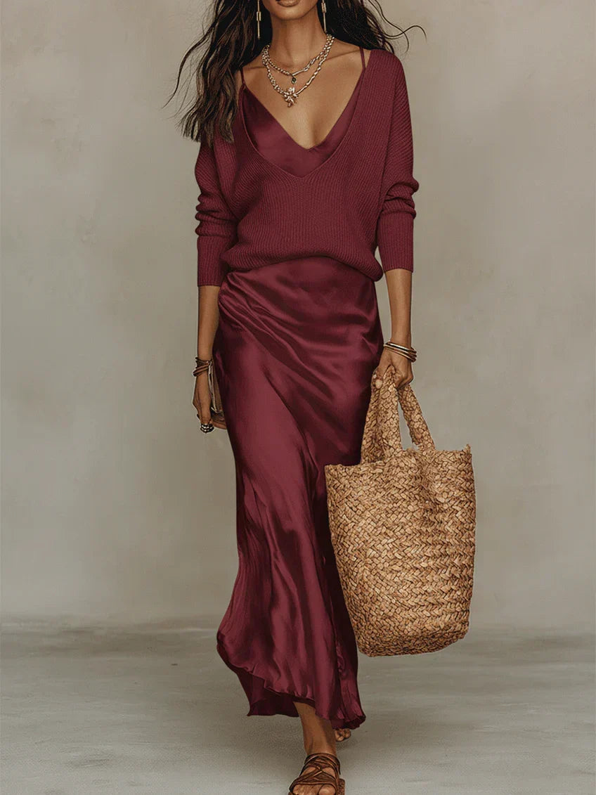 Anna | Abito Midi Satinato Elegante