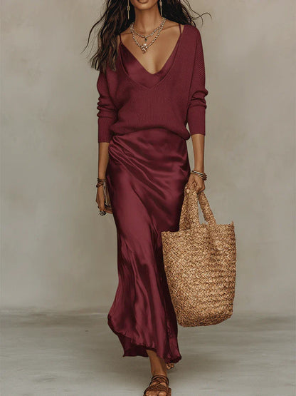 Anna | Abito Midi Satinato Elegante