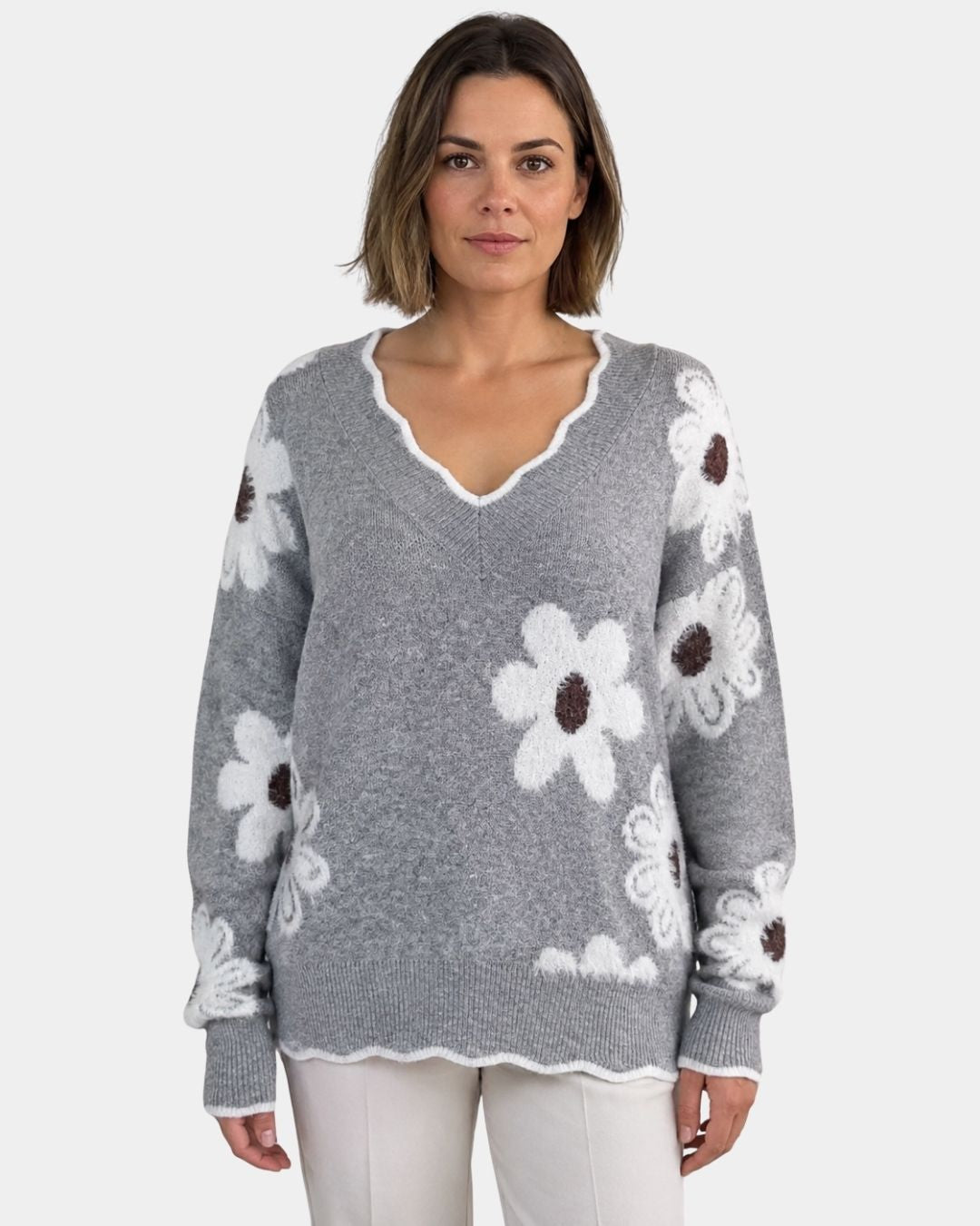 Paola | Maglia Floreale Elegante con Scollo a V