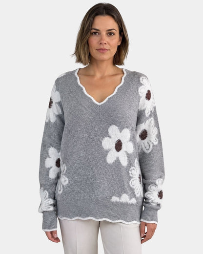 Paola | Maglia Floreale Elegante con Scollo a V