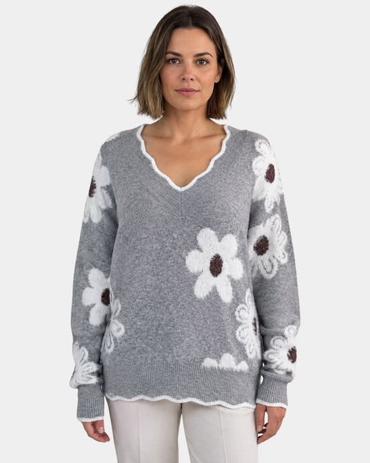 Paola | Maglia Floreale Elegante con Scollo a V