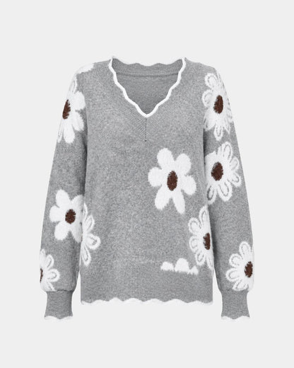 Paola | Maglia Floreale Elegante con Scollo a V