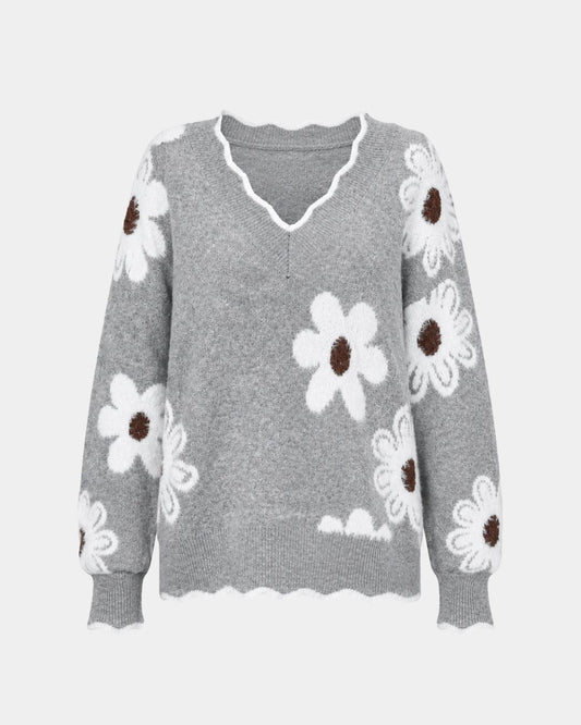 Paola | Maglia Floreale Elegante con Scollo a V