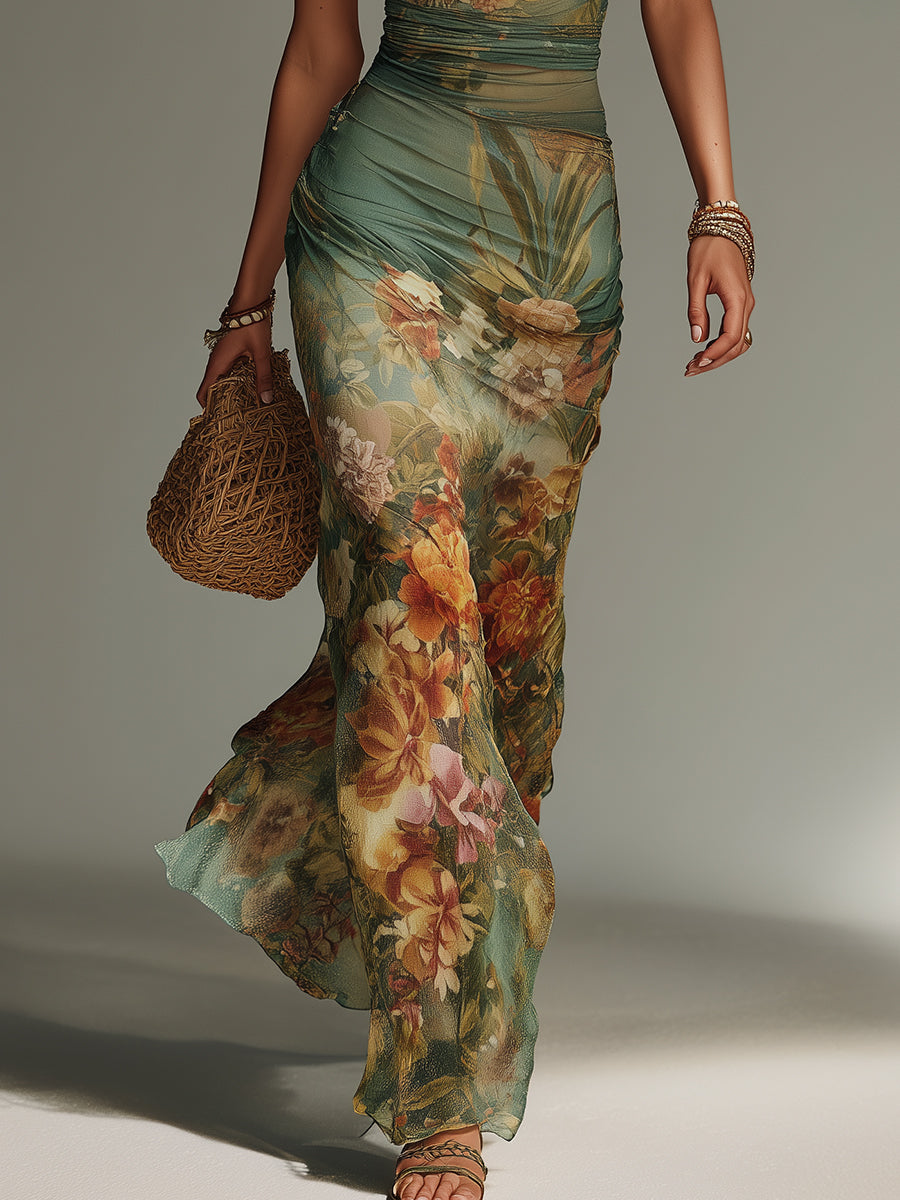 Chantal | Abito Lungo Floreale Vintage
