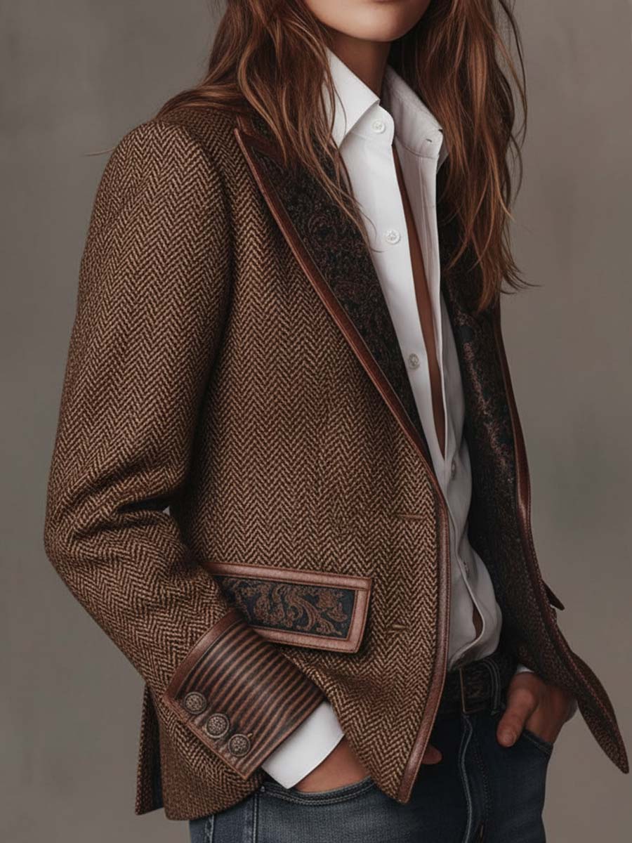 Gisella | Blazer con Inserti Stampa Chevron