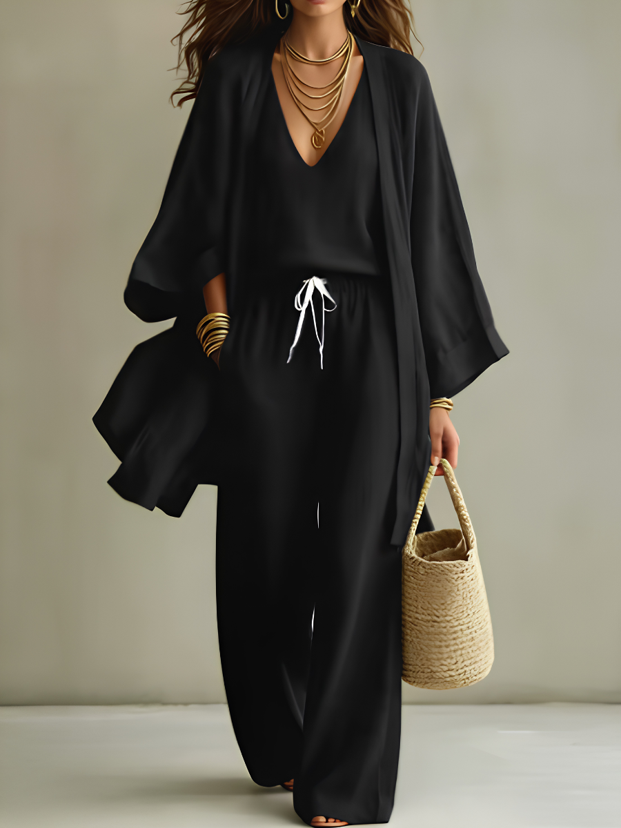 Isabella | Completo Homewear 3 Pezzi in Lino Casual