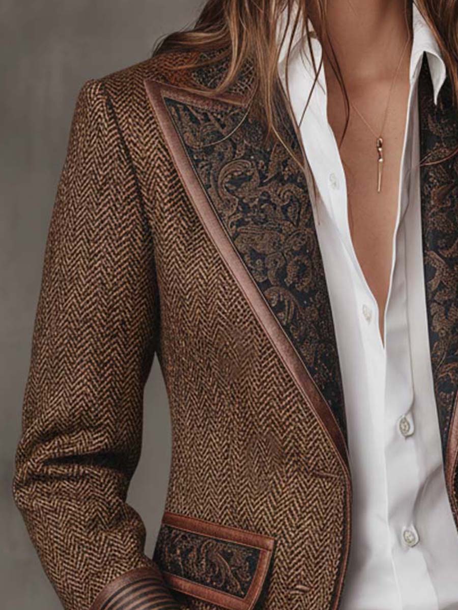 Gisella | Blazer con Inserti Stampa Chevron