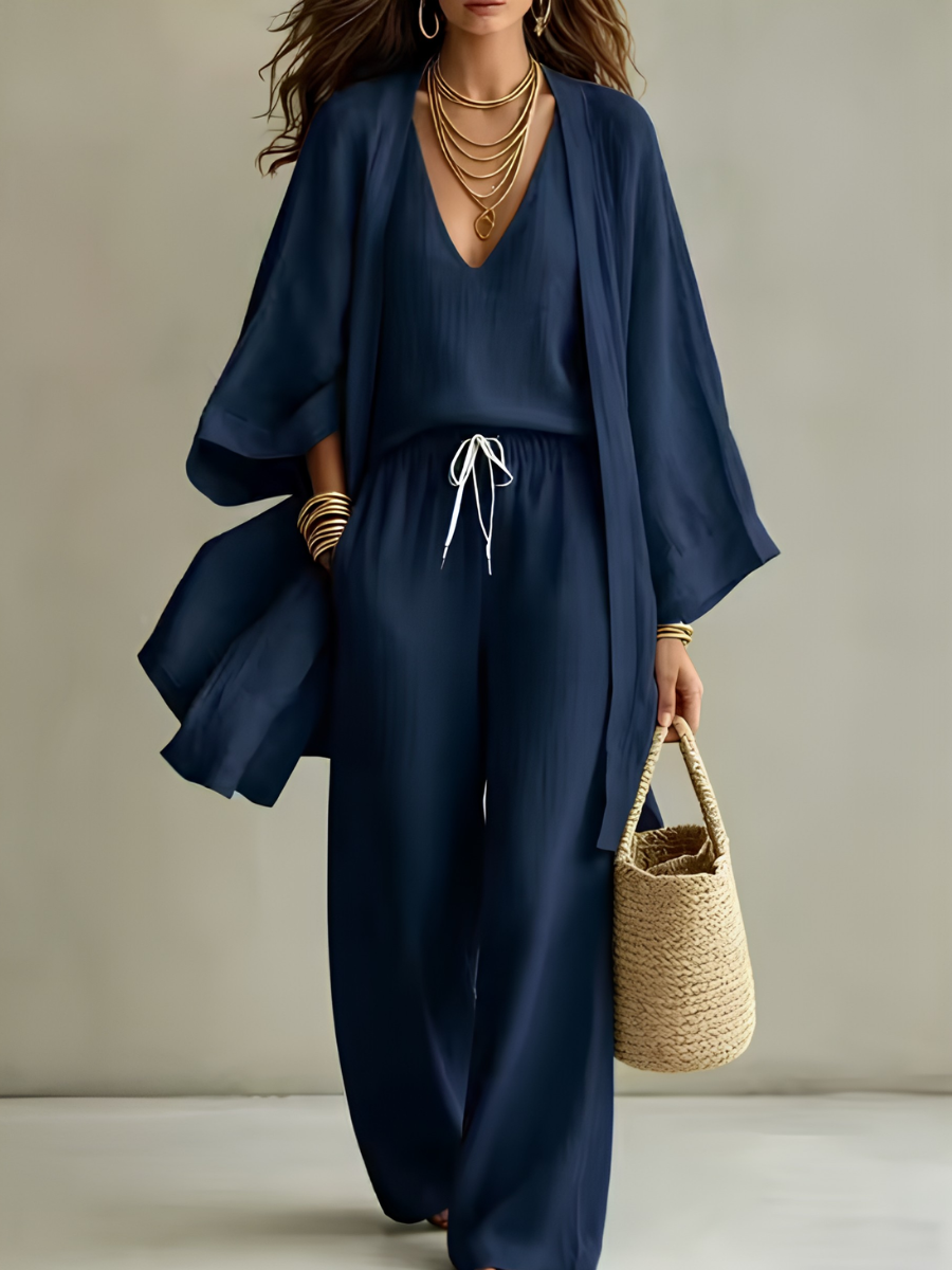 Isabella | Completo Homewear 3 Pezzi in Lino Casual