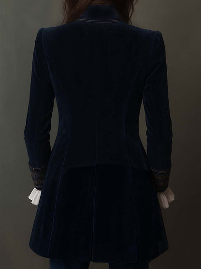 Atena | Giacca Lunga Ricamata Vintage Blu Navy