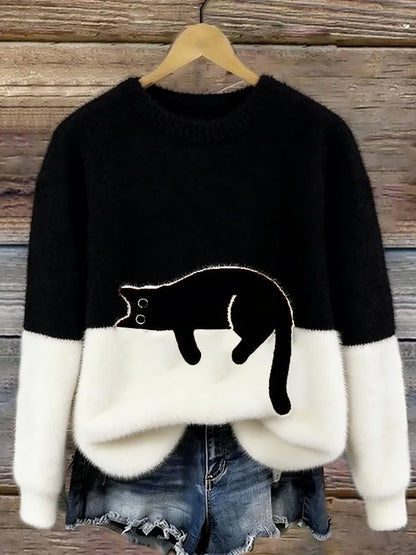 Emilia | Maglione Oversize Elegante con Stampa Gatto