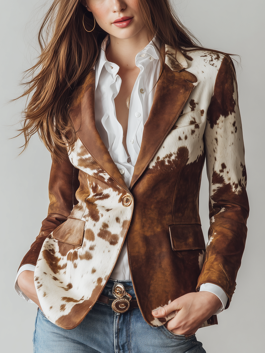 Agata | Blazer Vintage Stampa Mucca