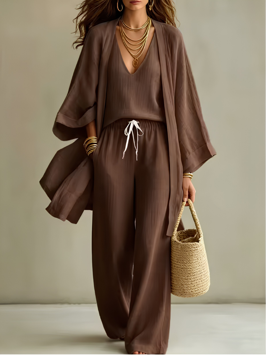 Isabella | Completo Homewear 3 Pezzi in Lino Casual