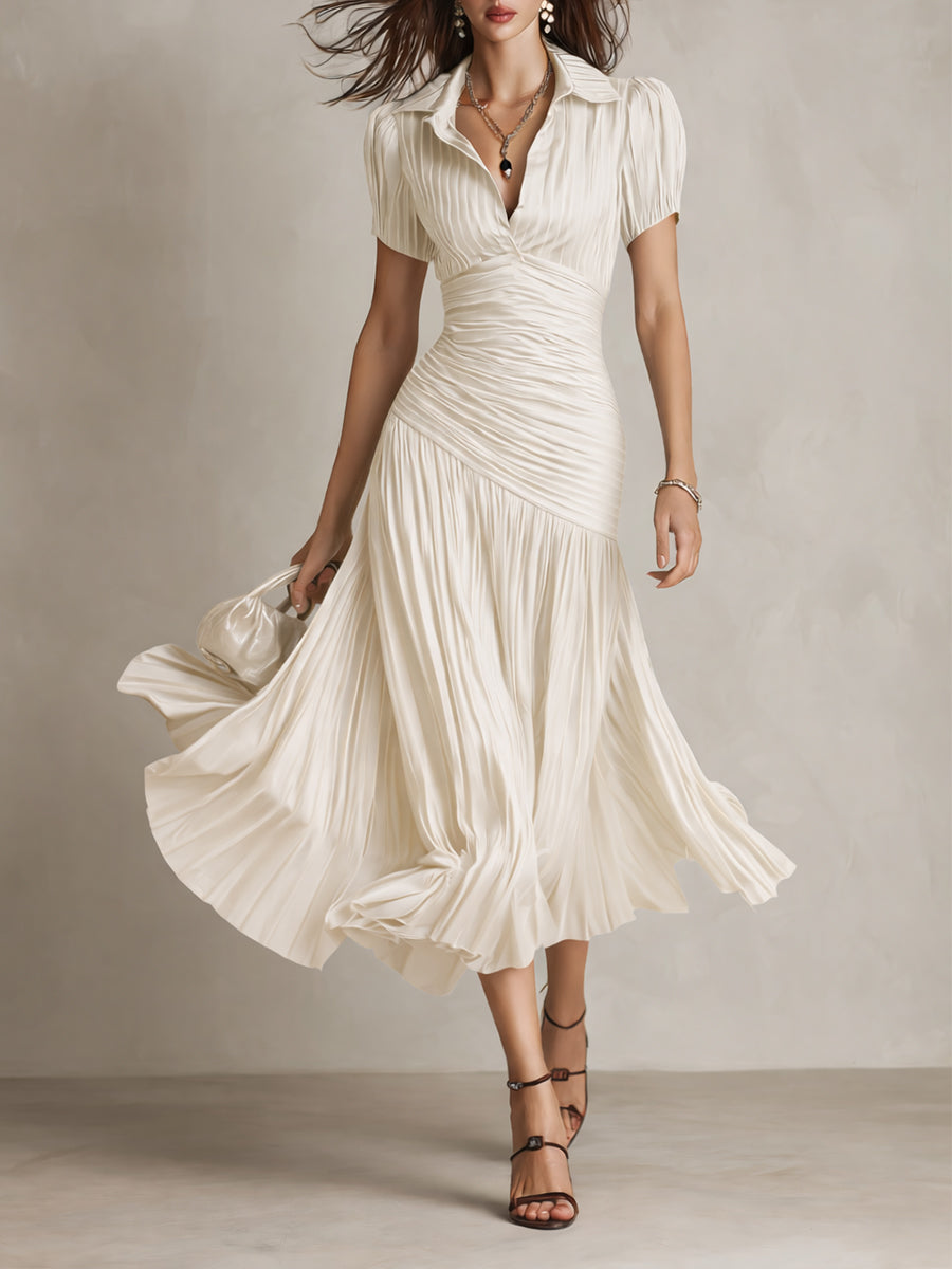 Adriana | Abito Midi Satinato a Righe Rétro