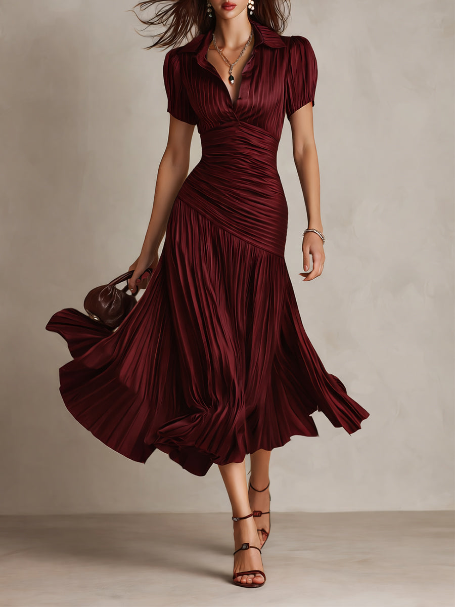 Adriana | Abito Midi Satinato a Righe Rétro
