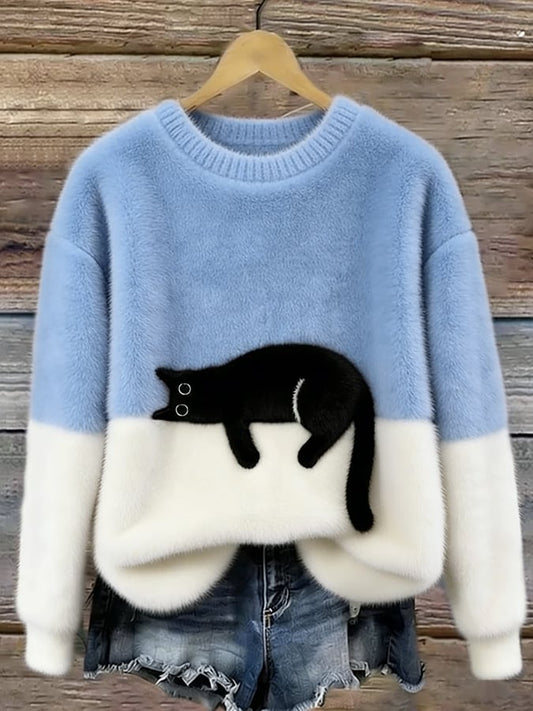 Emilia | Maglione Oversize Elegante con Stampa Gatto