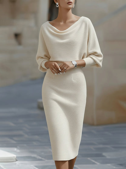 Alice | Abito Midi Drappeggiato Bianco
