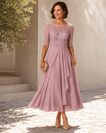 Rosa | Abito Midi in Pizzo che Valorizza la Figura