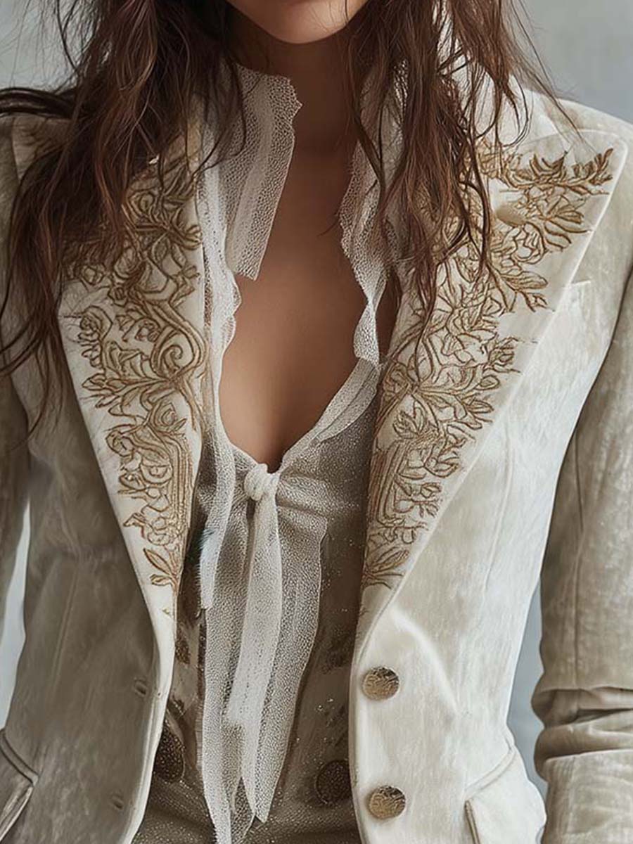Costanza | Blazer Sartoriale Avorio Ricamato