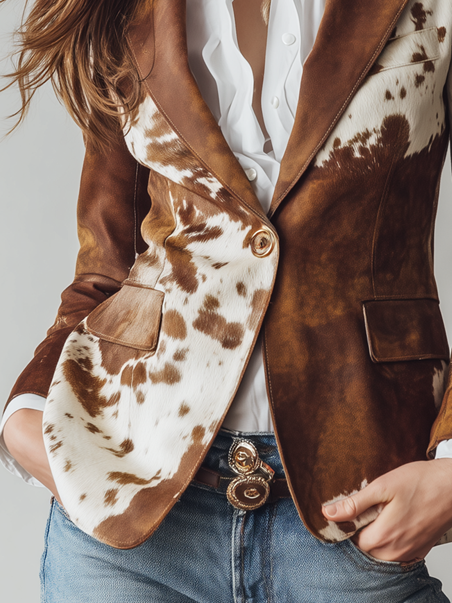Agata | Blazer Vintage Stampa Mucca