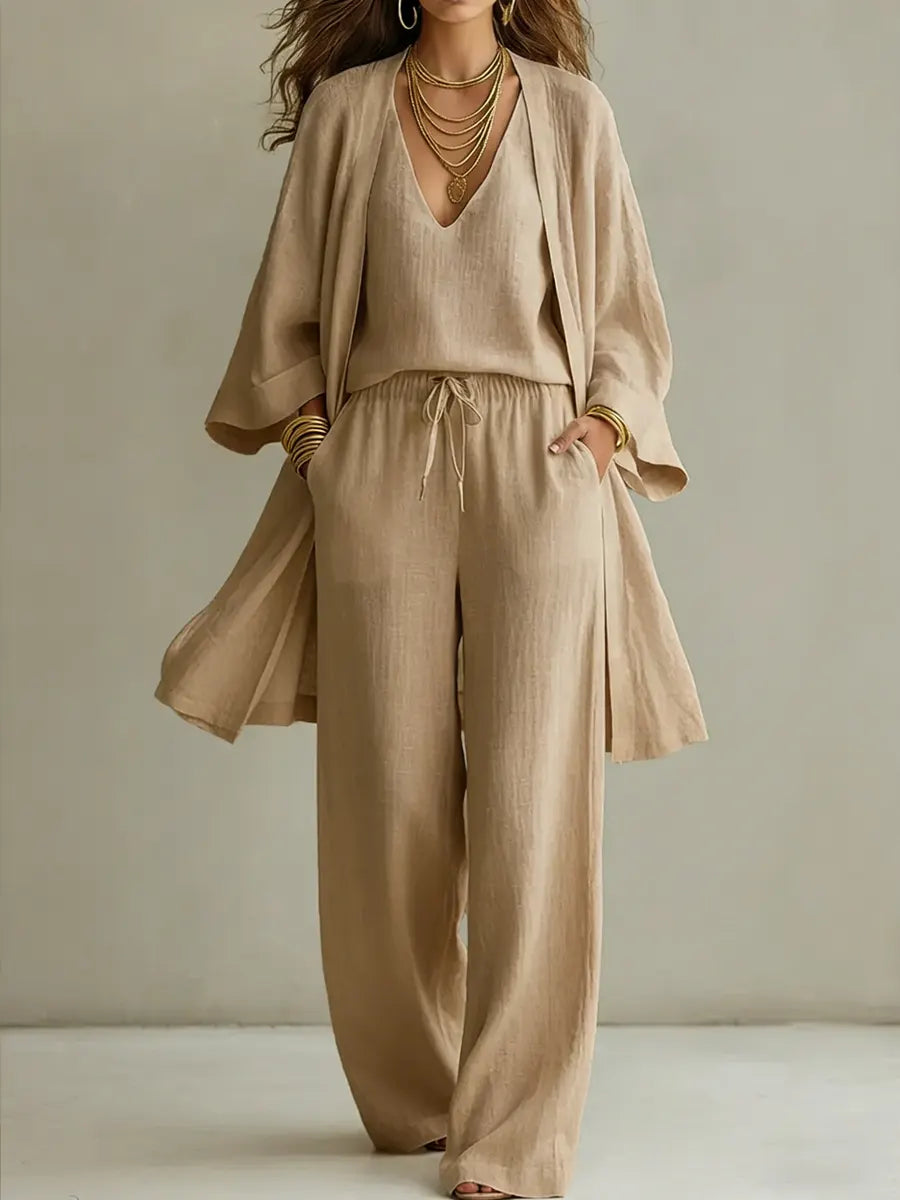 Isabella | Completo Homewear 3 Pezzi in Lino Casual