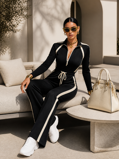 Nicoletta | Completo Sportivo con Righe a Contrasto e Pantalone Ampio