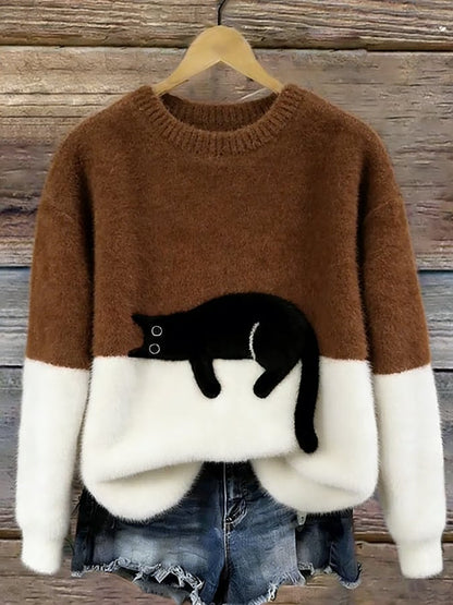 Emilia | Maglione Oversize Elegante con Stampa Gatto
