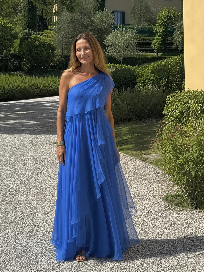 Teresa | Abito Lungo Monospalla con Volant