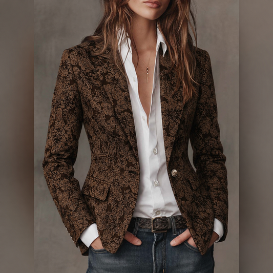 Stella | Blazer Jacquard Effetto Cashmere Sciancrato