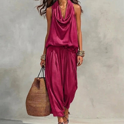 Ambra | Completo Fluido con Top all’Americana Drappeggiato e Pantaloni