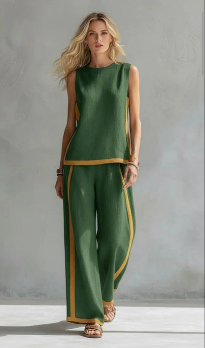 Ursula | Completo Gilet e Pantaloni Chic-Casual con Finiture Bicolore