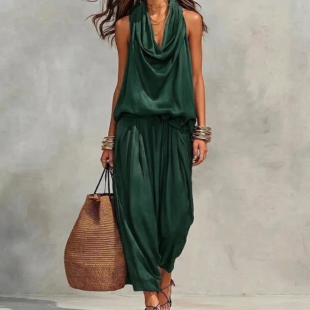Ambra | Completo Fluido con Top all’Americana Drappeggiato e Pantaloni