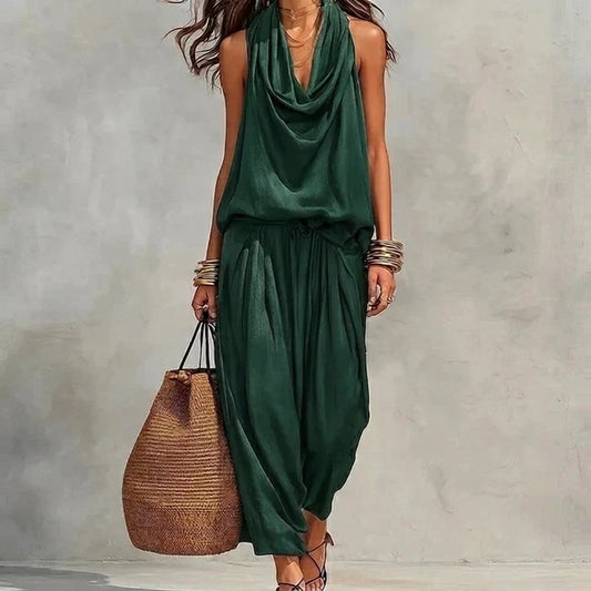 Ambra | Completo Fluido con Top all’Americana Drappeggiato e Pantaloni