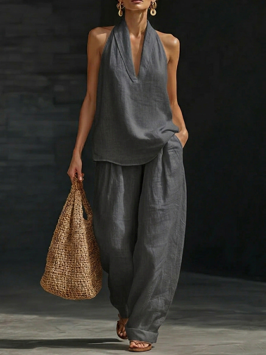 Zoe | Completo Smanicato con Pantaloni Ampi