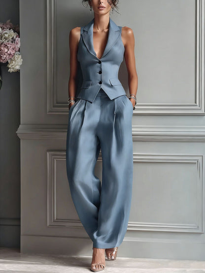 Luisa | Completo Due Pezzi Abbottonato con Scollo a V