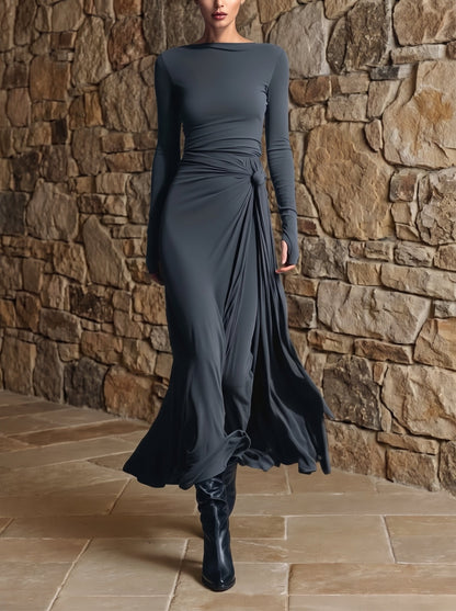 Naiara | Abito Maxi con Nodo Laterale