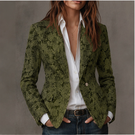 Stella | Blazer Jacquard Effetto Cashmere Sciancrato