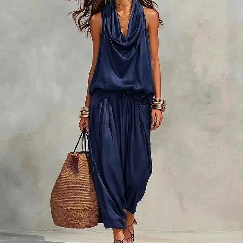 Ambra | Completo Fluido con Top all’Americana Drappeggiato e Pantaloni